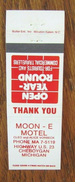 Pine River Motel (Moon-E-Motel) - Matchbook (newer photo)